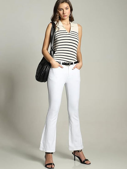 VERO MODA Women's Bootcut Mid Rise Jeans | Wide Leg | Bell Bottom