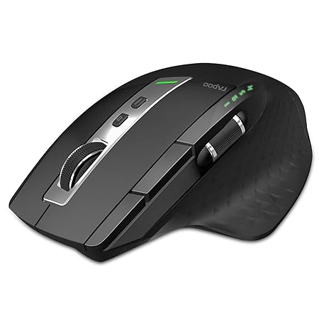 Rapoo MT750S Wireless Mouse with High-Precision Sensor, Easy-Switch Up to 4 Devices, Ergonomic Design, Rechargeable Bluetooth Mice with 4 Levels Adjustable DPI, Black (Black)