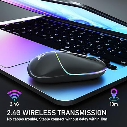 SOLAKAKA 2.4GHz Wireless Mouse, Adjustable 1600 DPI,Rechargeable Wireless Computer Mouse for PC Mac Laptop, Desktop