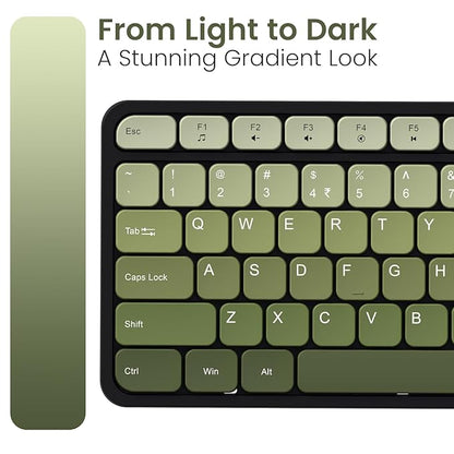 Portronics Key11 Combo Rechargeable Wireless Keyboard and Mouse Set, Bluetooth 5.3&2.4GHz Wireless,Type-C Fast Charging,Gradient Keys, Noiseless Typing, High Precision Mouse, for PC&Laptop(Green)