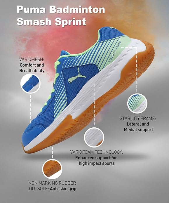 Puma Unisex Adult Badminton Smash Sprint Tennis Shoe (BLUE)