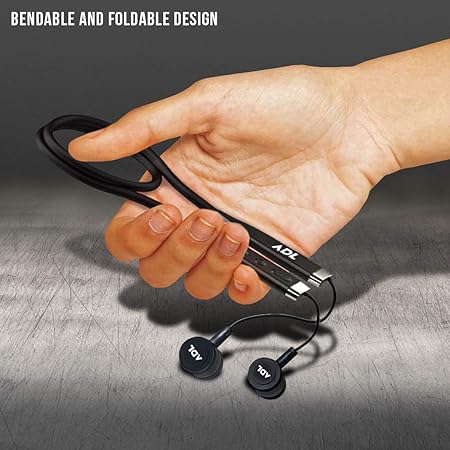 ADL Footloose X5 Foldable Wireless Neckband with Mic/in Ear Bluetooth Earphones/Sweat Resistant (Black)