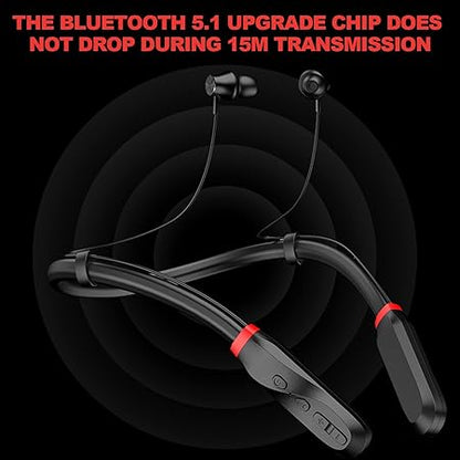bluetooth headphones neckband, long battery life,100 Hours Playtime,IPX5 Waterproof (Black)