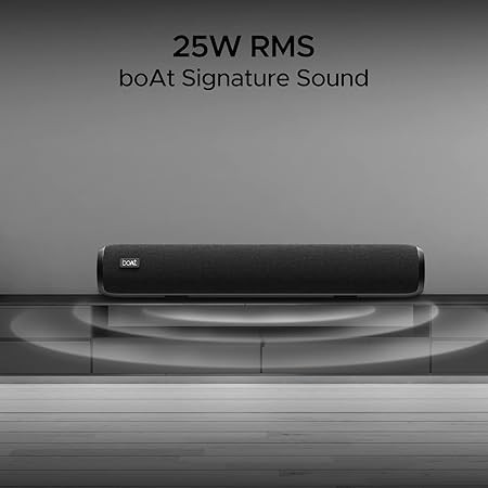 boAt Aavante Bar 610 Bluetooth Soundbar with 25W RMS Signature Sound, 2.0 Channel with Dual Passive Radiators, Upto 7 Hours Playback (Black)