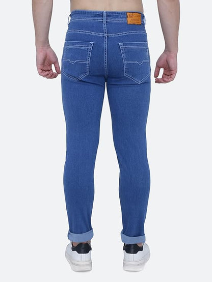 Awack Strechable Denim Washed Regular Fit Mid Waist Medium Weight Stretchable Denim Jeans Pant for Men