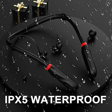 bluetooth headphones neckband, long battery life,100 Hours Playtime,IPX5 Waterproof (Black)