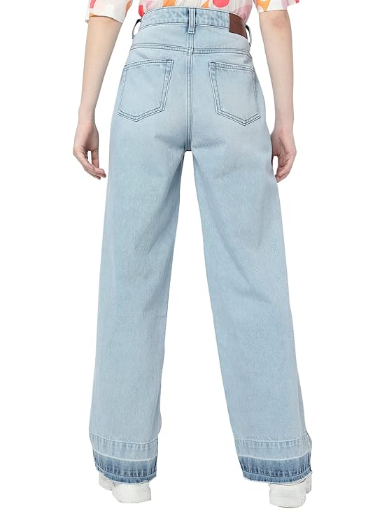 VERO MODA Women High Rise Wide Leg Cotton?Jeans