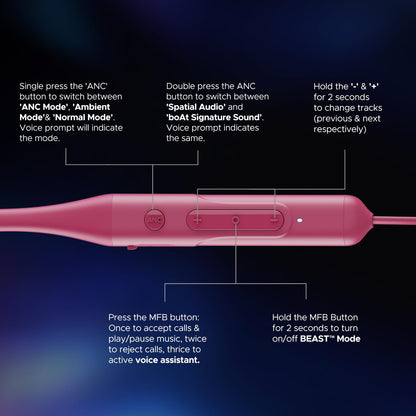 Boat Rockerz 255 ANC, 100HRS Battery, Spatial Audio, 32dB ANC, Fast Charge(10Mins=24HRS) -3 Color options