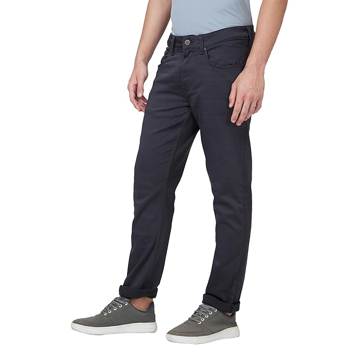 Spykar Mid Rise Regular Fit Narrow Length Blue Jeans for Men