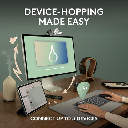 Logitech Pebble Keys 2 K380s, Multi-Device Bluetooth Wireless Keyboard with Customisable Shortcuts, Slim and Portable, Easy-Switch for Windows, macOS, iPadOS, Android, Chrome OS - Tonal White