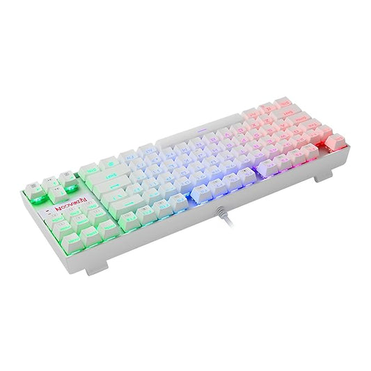 Redragon K552W-RGB 60% Mechanical Gaming Keyboard Compact 87 Key Mechanical Computer Keyboard KUMARA USB Wired Cherry MX Blue Equivalent Switches for Windows PC Gamers (White RGB Backlit)
