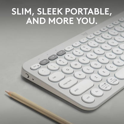 Logitech Pebble Keys 2 K380s, Multi-Device Bluetooth Wireless Keyboard with Customisable Shortcuts, Slim and Portable, Easy-Switch for Windows, macOS, iPadOS, Android, Chrome OS - Tonal White
