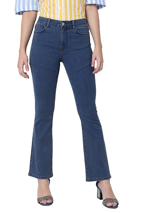 VERO MODA Women's Bootcut Mid Rise Jeans | Wide Leg | Bell Bottom