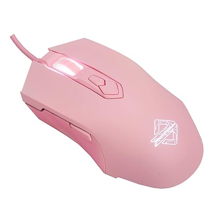 Lomiluskr AJ52 Gaming Mouse Wired, 7 Programmable Buttons, Computer Mice with RGB LED Backlit, 200-4800 DPI Adjustable,for Windows/Mac OS/Linux (Pink)