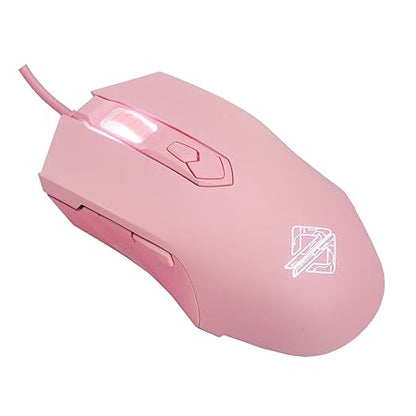 Lomiluskr AJ52 Gaming Mouse Wired, 7 Programmable Buttons, Computer Mice with RGB LED Backlit, 200-4800 DPI Adjustable,for Windows/Mac OS/Linux (Pink)