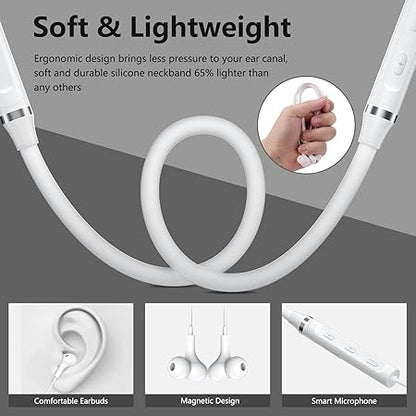 Bluetooth Neckband Headphones for Samsung S24 S23 FE in-Ear Magnetic Earbuds Noise Canceling Bass (2 color options)