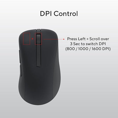 ASUS Wireless Mouse MD102 2.4GHz Mode, Ergonomic Design, Silent, Reliable, Dual Mode Connectivity, Adjustable DPI, 10 Million Click Life, Dark Grey