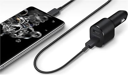 Samsung Ep-L5300Xbegww 15 W Dual Port Car Charger For Game Consoles, Tablets, Laptops With Usb Cable - Black