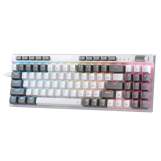 Redragon K617 Fizz 60% Wired RGB Gaming Keyboard, 61 Keys Compact Mechanical Keyboard w/White and Grey Color Keycaps, Linear Red Switch, Pro Driver/Software Supported