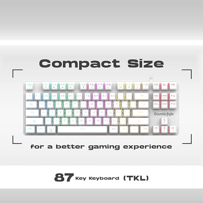 Cosmic Byte CB-GK-37 Firefly Per-Key RGB TKL Mechanical Keyboard with Swappable Outemu Red Switch, Macros, Software (White)