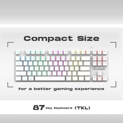 Cosmic Byte CB-GK-37 Firefly Per-Key RGB TKL Mechanical Keyboard with Swappable Outemu Red Switch, Macros, Software (White)