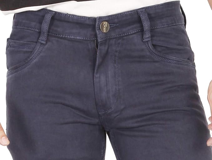 Basilio Cotton Knitted Fabric Stretchable Denim Regular Fit Mid Rise Jeans Pant for Men