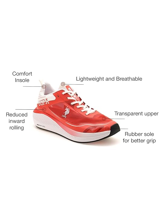 U.S. POLO ASSN. Men Lace Up Running Shoes (RED)