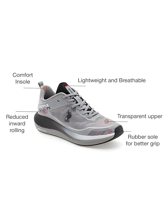 U.S. POLO ASSN. Men Lace Up Running Shoes (GREY)
