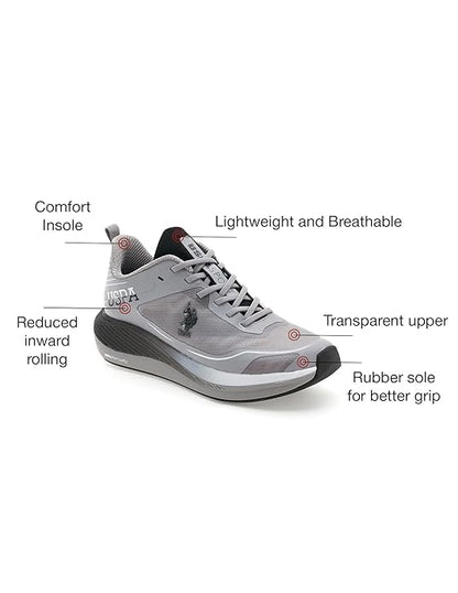 U.S. POLO ASSN. Men Lace Up Running Shoes (GREY)