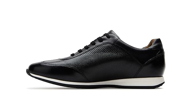 Symbol Premium Mens Smart Casual Leather Sneakers (Black)