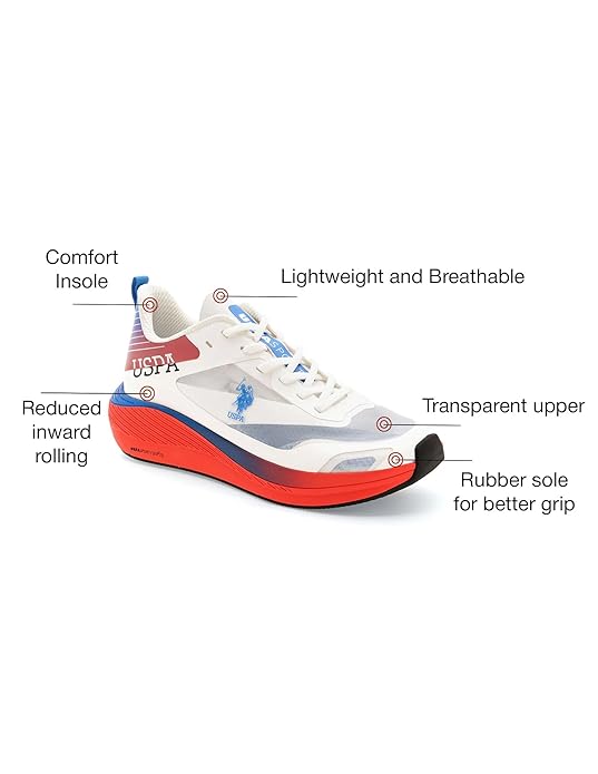 U.S. POLO ASSN. Men Lace Up Running Shoes (WHITE)