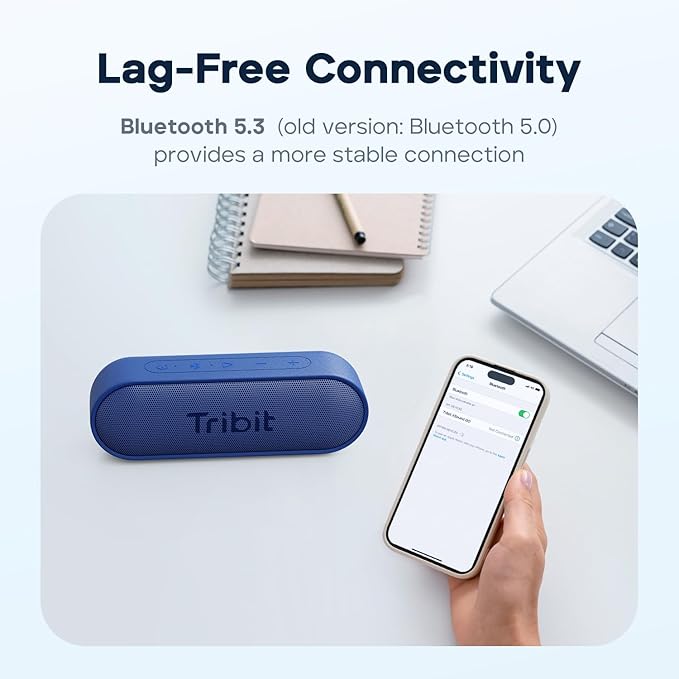 Tribit Updated Version XSound Go Wireless Bluetooth 5.3 Speakers with Loud Stereo Sound & Rich Bass 16W,24H Playtime,150 ft Bluetooth Range (3 color options)