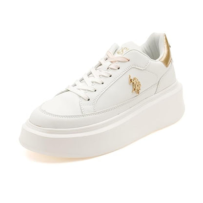 U.S. Polo Assn. Women Lace Up Sneaker Shoes (White)