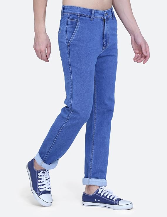 Awack Mid Waist Heavy Weight Stretchable Denim Material Front Cross Pocket Comfort Fit Jeans Pant for Men