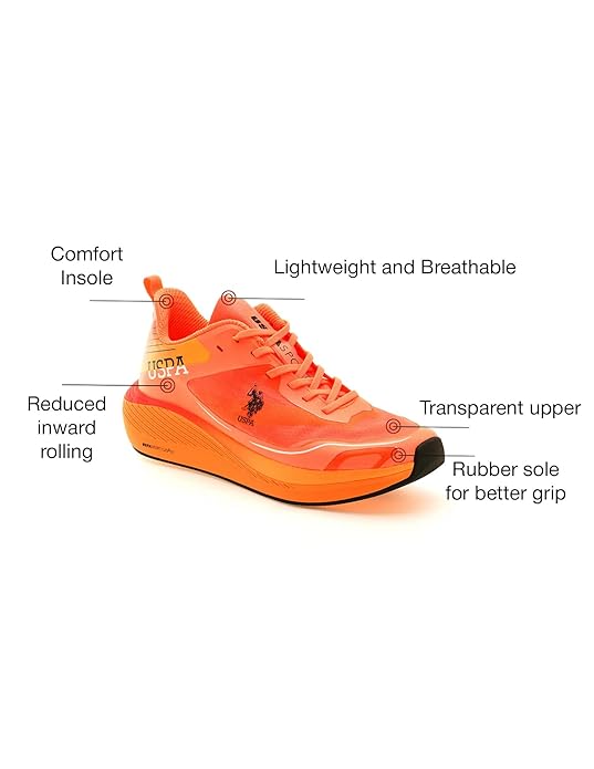 U.S. POLO ASSN. Men Lace Up Running Shoes (Orange)