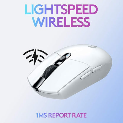 Logitech G304 Lightspeed Wireless Gaming Mouse, Hero Sensor, 12,000 DPI, Lightweight, 6 Programmable Buttons, 250h Battery Life, On-Board Memory, Compatible with PC/Mac - White