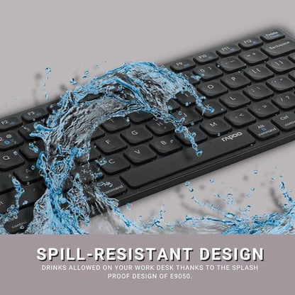 Rapoo E9050 C-Type Rechargeable Bluetooth Wireless Multi-Device (4 Devices) Keyboard for Windows/iOS/Android,Tablet/Smartphone Dark Grey