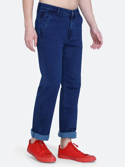 Awack Mid Waist Heavy Weight Stretchable Denim Material Front Cross Pocket Comfort Fit Jeans Pant for Men