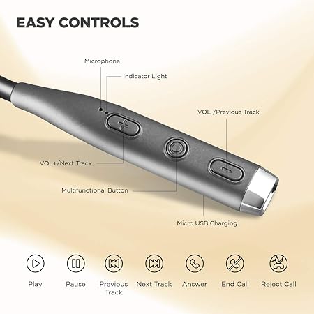 ADL Footloose X5 Foldable Wireless Neckband with Mic/in Ear Bluetooth Earphones/Sweat Resistant (Black)