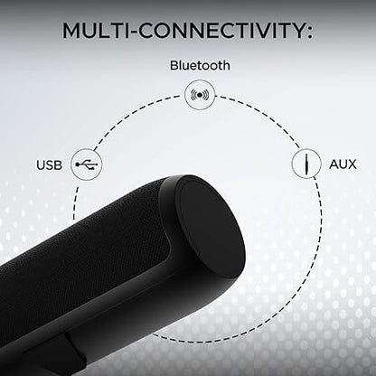 boAt Aavante Bar 610 Bluetooth Soundbar with 25W RMS Signature Sound, 2.0 Channel with Dual Passive Radiators, Upto 7 Hours Playback (Black)