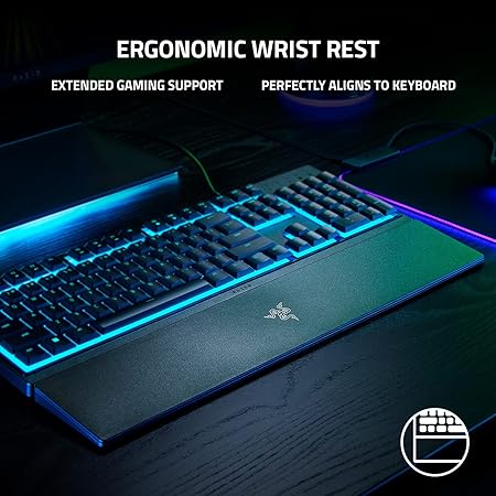 Razer Ornata V3 X Gaming Keyboard: Low-Profile Keys - Silent Membrane Switches - UV-Coated Keycaps - Spill Resistant - Chroma RGB Lighting - Ergonomic Wrist Rest - Classic Black