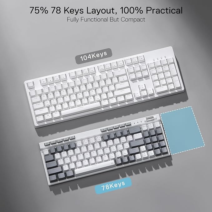 Redragon K617 Fizz 60% Wired RGB Gaming Keyboard, 61 Keys Compact Mechanical Keyboard w/White and Grey Color Keycaps, Linear Red Switch, Pro Driver/Software Supported