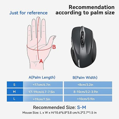 Tecknet M003 2.4G Ergonomic Wireless Mobile Optical Mouse with USB Nano Receiver (Grey)
