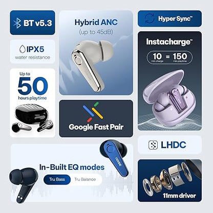 Noise Buds X Ultra in-Ear Truly Wireless Earbuds with Hybrid ANC (Up to 45dB), 50H of Playtime (4 Color options)
