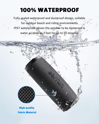 EarFun UBOOM Slim Bluetooth Speaker with Mic, Bluetooth 5.2 Portable Speaker, 100% Waterproof, 18H Playtime (Black)