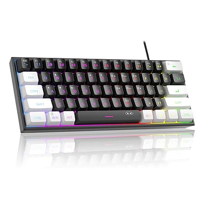 MageGee Mini 60% Gaming Keyboard,Rgb Backlit 61 Key Ultra-Compact Keyboard,Ts91 Ergonomic Waterproof Mechanical Feeling Office Computer Keyboard For Pc,Mac,Ps4,Xbox One Gamer,Wired(Black&White)