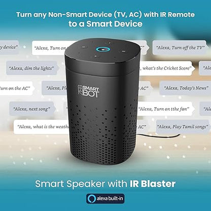 Zebronics Zeb-Smart Bot 5W Wi-Fi Smart Speaker with Ir Blaster, Alexa Built-in, Works with iOS and Android Smartphones (Black)