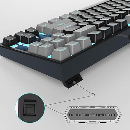 MageGee 75% Mechanical Gaming Keyboard with Red Switch, LED Blue Backlit Keyboard, 87 Keys Compact TKL Wired Computer Keyboard for Windows Laptop PC Gamer - Black/Grey