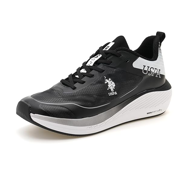 U.S. POLO ASSN. Men Lace Up Running Shoes (BLACK)