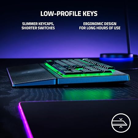 Razer Ornata V3 X Gaming Keyboard: Low-Profile Keys - Silent Membrane Switches - UV-Coated Keycaps - Spill Resistant - Chroma RGB Lighting - Ergonomic Wrist Rest - Classic Black